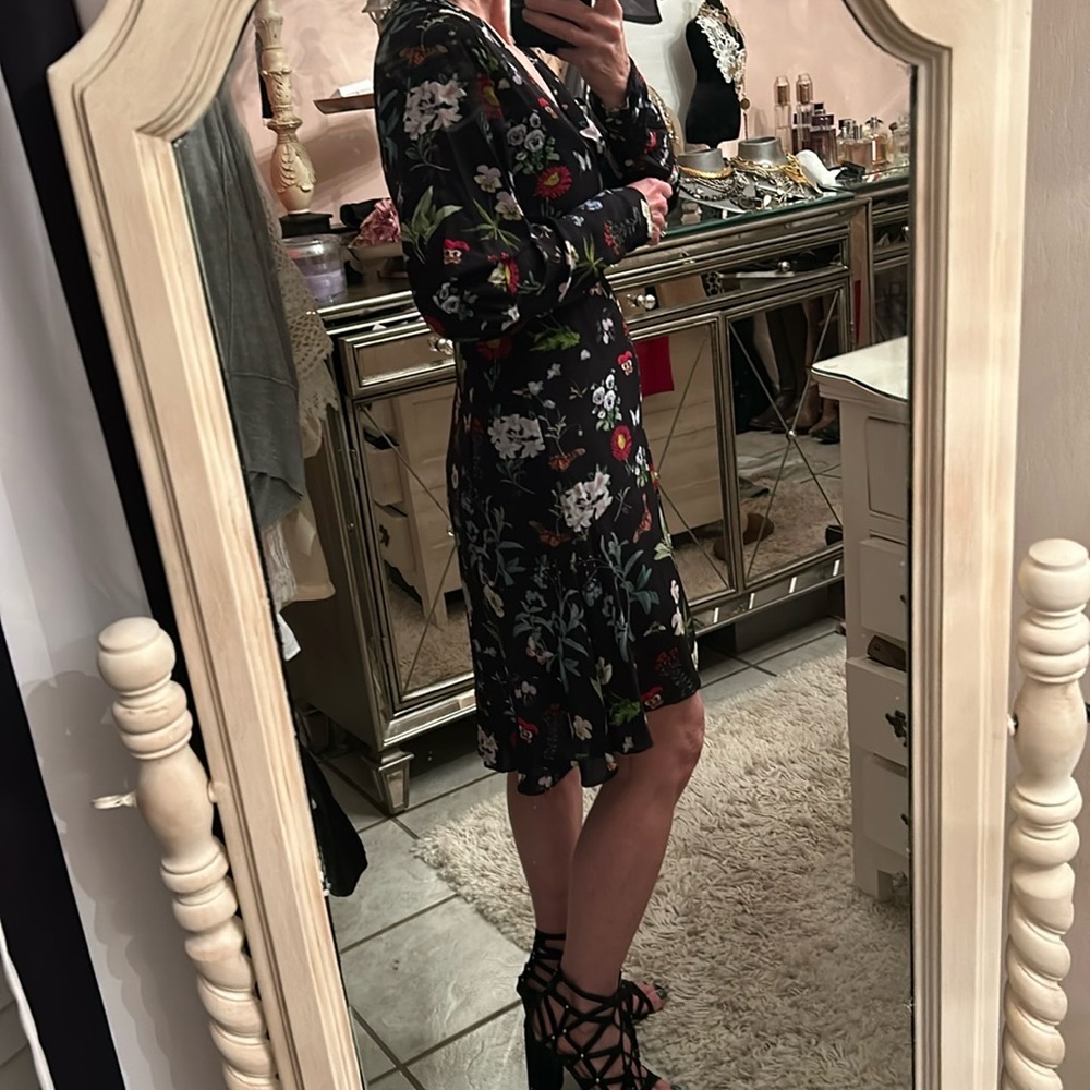 NWT Joie Tamarice Black Floral Hi-Lo Mini Dress - Picture 4 of 12